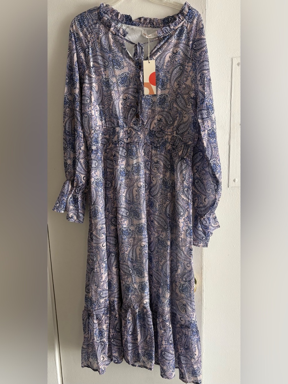Beautiful Paisley Chiffon Boho Chic Midi Dress XL